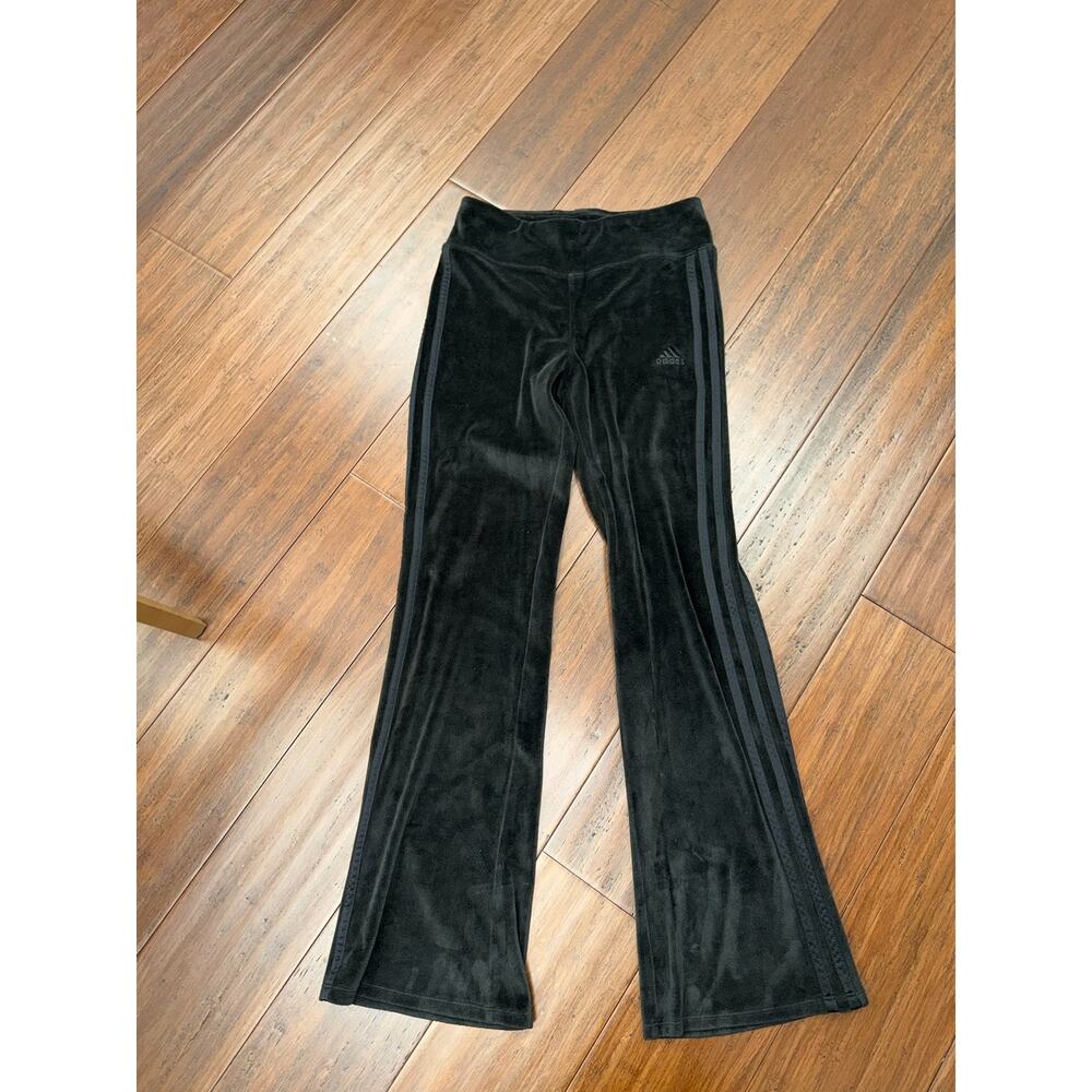 Adidas black velour track pants kid's girl's XL 16